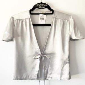 Brandy Melville satin silk Leesa tie front top